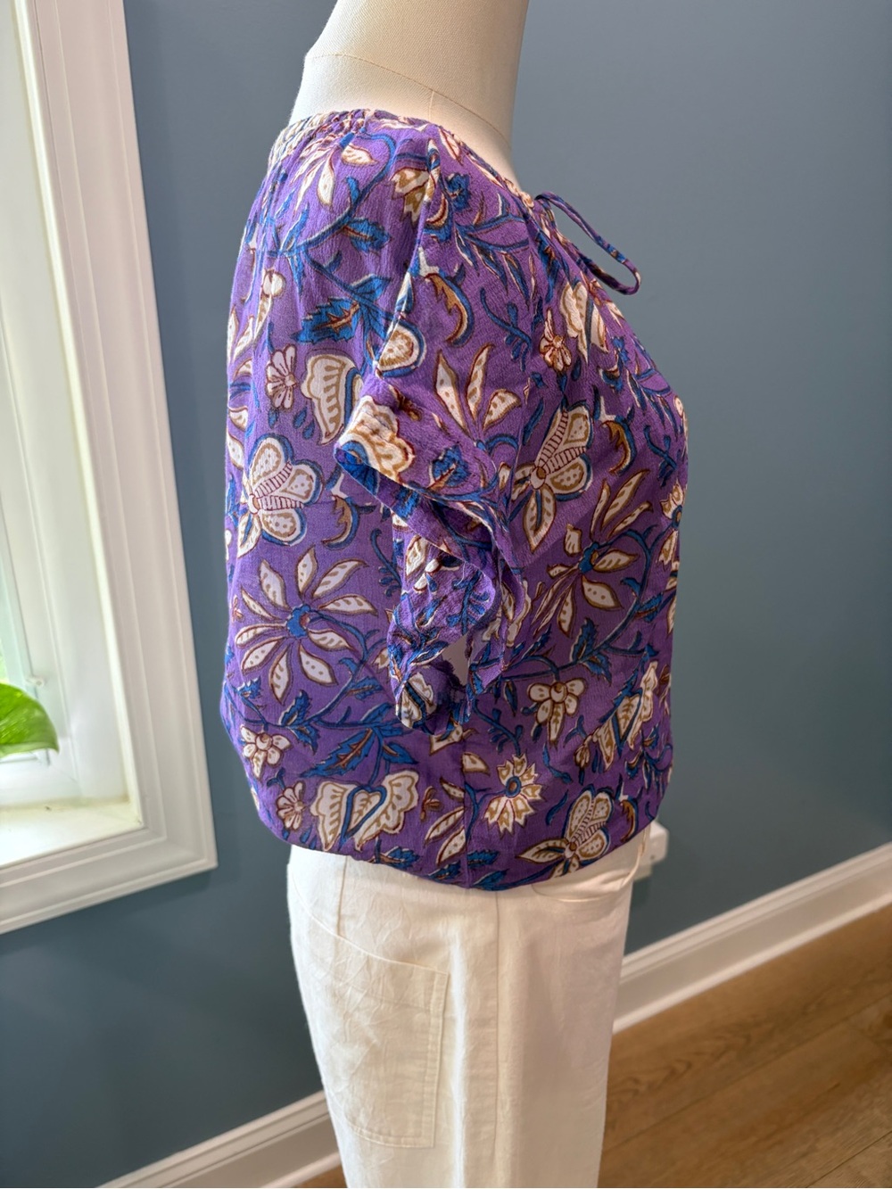 Xirena Tessa Top Purple Graze Floral Gauze Blouse S NWT - Picture 5 of 8